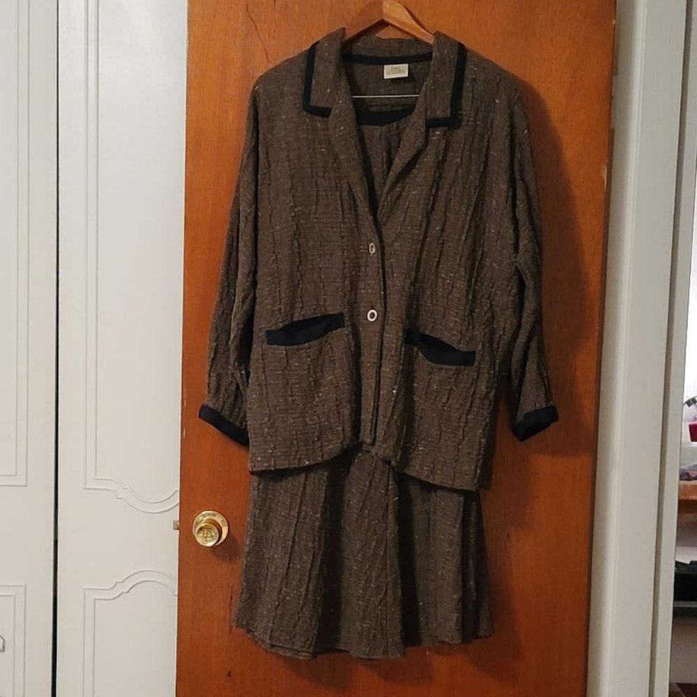 Vintage Karol Richardson Handcrafted 2 PC Jacket & Skirt Set Size M/L
